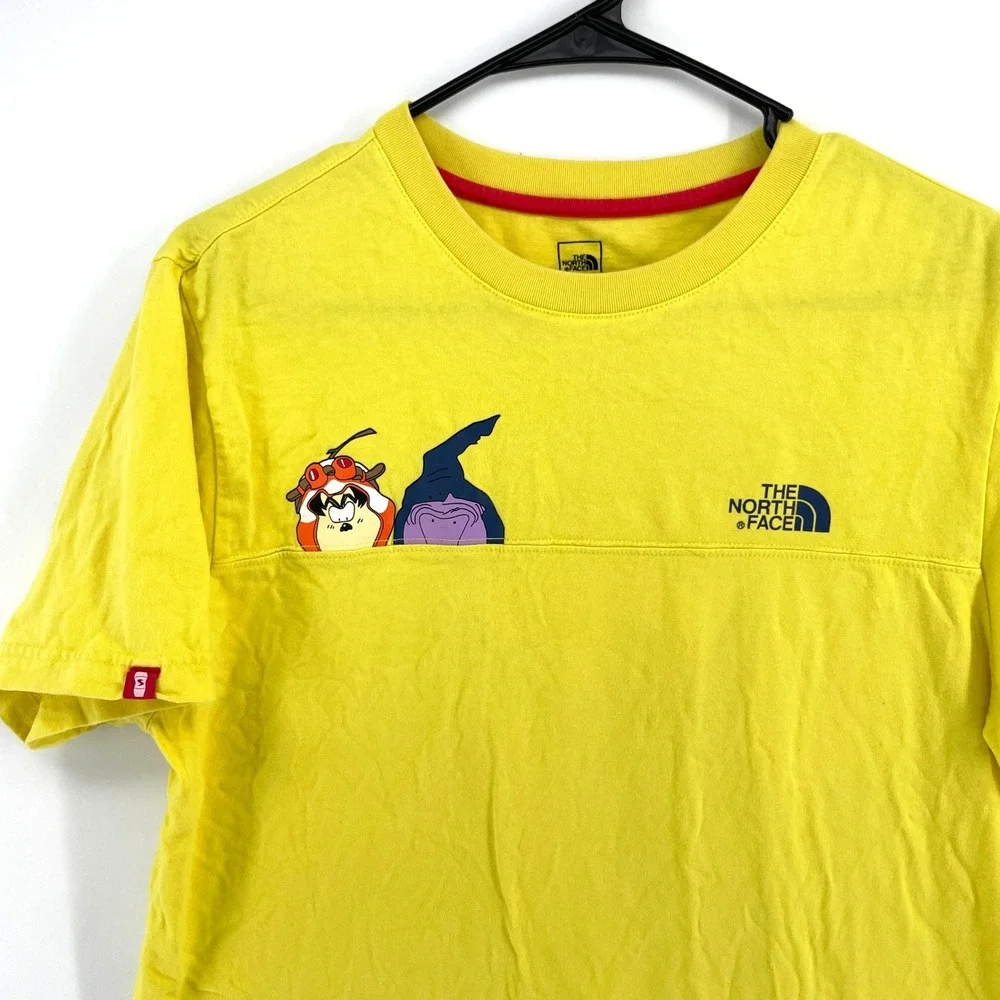 The North Face Flying Superboard‎ Anime Graphic T-Shirt Yellow Slim Mens L FLAW